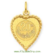 14K Gold Happy 20th Anniversary Charm