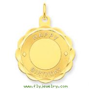 14K Gold Happy Birthday Disc Pendant