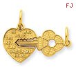 14K Gold Heart & Key Breakapart Charm