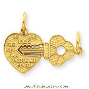 14K Gold Heart & Key Breakapart Charm