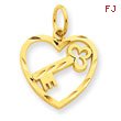 14K Gold Heart & Key Charm