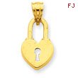 14K Gold Heart Lock Pendant