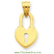 14K Gold Heart Lock Pendant