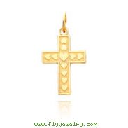 14K Gold Hearts On Cross Necklace
