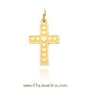 14K Gold Hearts On Cross Necklace