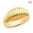 14K Gold High Polished Ribbed Dome Ring