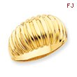 14K Gold High Polished Ribbed Dome Ring