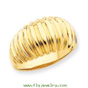 14K Gold High Polished Ribbed Dome Ring