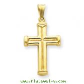 14K Gold Hollow Cross Pendant