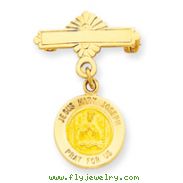 14K Gold Holy Family Medal Pin