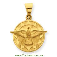 14K Gold Holy Spirit Medal Round Pendant