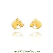 14K Gold Horse Head Earrings