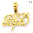 14K Gold I Heart Papa Pendant