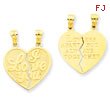 14K Gold I Love You Heart Break-A-Part Reversible Pendant