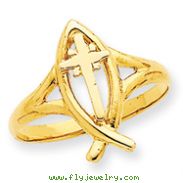 14K Gold Ichthus With Cross Ring