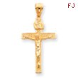 14K Gold INRI Crucifix Pendant