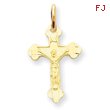 14K Gold INRI Diamond -Cut Crucifix Charm