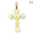 14K Gold INRI Diamond -Cut Crucifix Charm