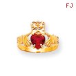 14K Gold January Birthstone Claddagh Ring