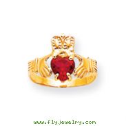 14K Gold January Birthstone Claddagh Ring