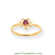 14K Gold January Garnet Birthstone Heart Ring