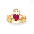 14K Gold July Birthstone Claddagh Ring