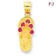 14K Gold July CZ Birthstone Flip Flop Pendant