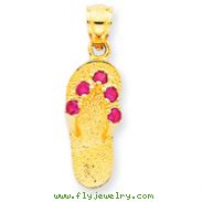 14K Gold July CZ Birthstone Flip Flop Pendant