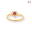 14K Gold July Ruby Birthstone Heart Ring