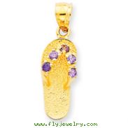 14K Gold June CZ Birthstone Flip Flop Pendant