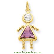 14K Gold June Girl Gemstone Charm