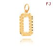 14K Gold Large Diamond-Cut Number 0 Charm