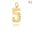 14K Gold Large Diamond-Cut Number 5 Charm