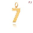 14K Gold Large Diamond-Cut Number 7 Charm