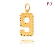 14K Gold Large Diamond-Cut Number 9 Charm