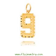 14K Gold Large Diamond-Cut Number 9 Charm