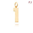 14K Gold Large Polished Number 1 Charm