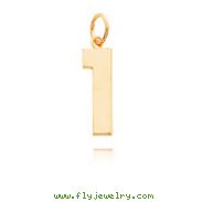 14K Gold Large Polished Number 1 Charm