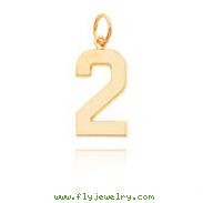 14K Gold Large Polished Number 2 Charm