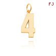 14K Gold Large Polished Number 4 Charm