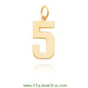 14K Gold Large Polished Number 5 Charm