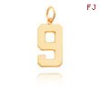 14K Gold Large Polished Number 9 Charm