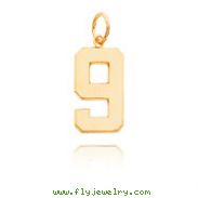 14K Gold Large Polished Number 9 Charm