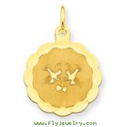 14K Gold Love Birds Disc Charm