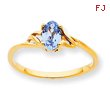 14K Gold March Aquamarine Birthstone Ring