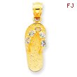 14K Gold March CZ Birthstone Flip Flop Pendant