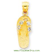 14K Gold March CZ Birthstone Flip Flop Pendant