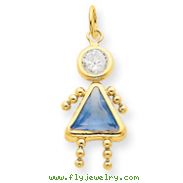 14K Gold March Girl Gemstone Charm