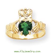 14K Gold May Birthstone Claddagh Ring