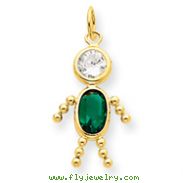 14K Gold May Boy Gemstone Charm